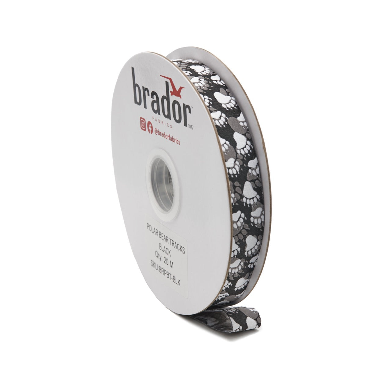 Arctic Collection® Braid / Ribbon - Polar Bear Tracks - BLACK (ROLL)