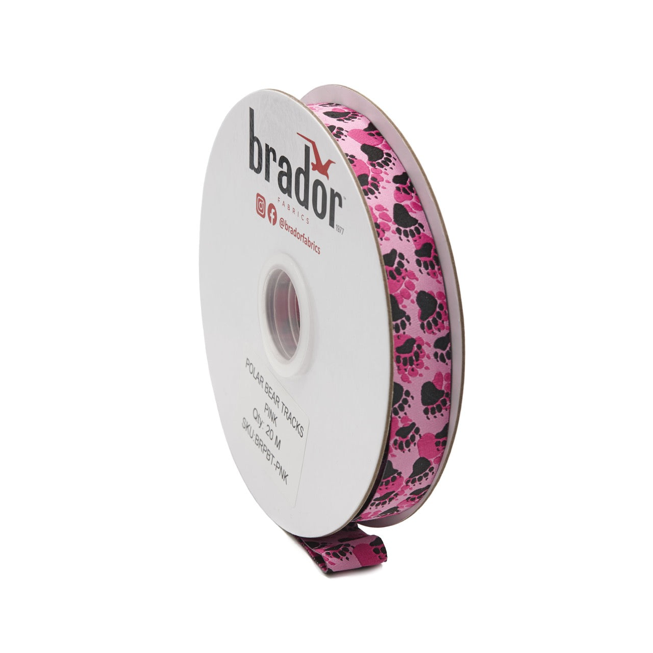 Arctic Collection® Braid / Ribbon - Polar Bear Tracks - PINK (ROLL)