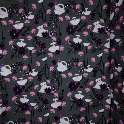 Cotton (EP) - Ulu Floral by Martha Kyak (InukChic®) - Charcoal (roll)