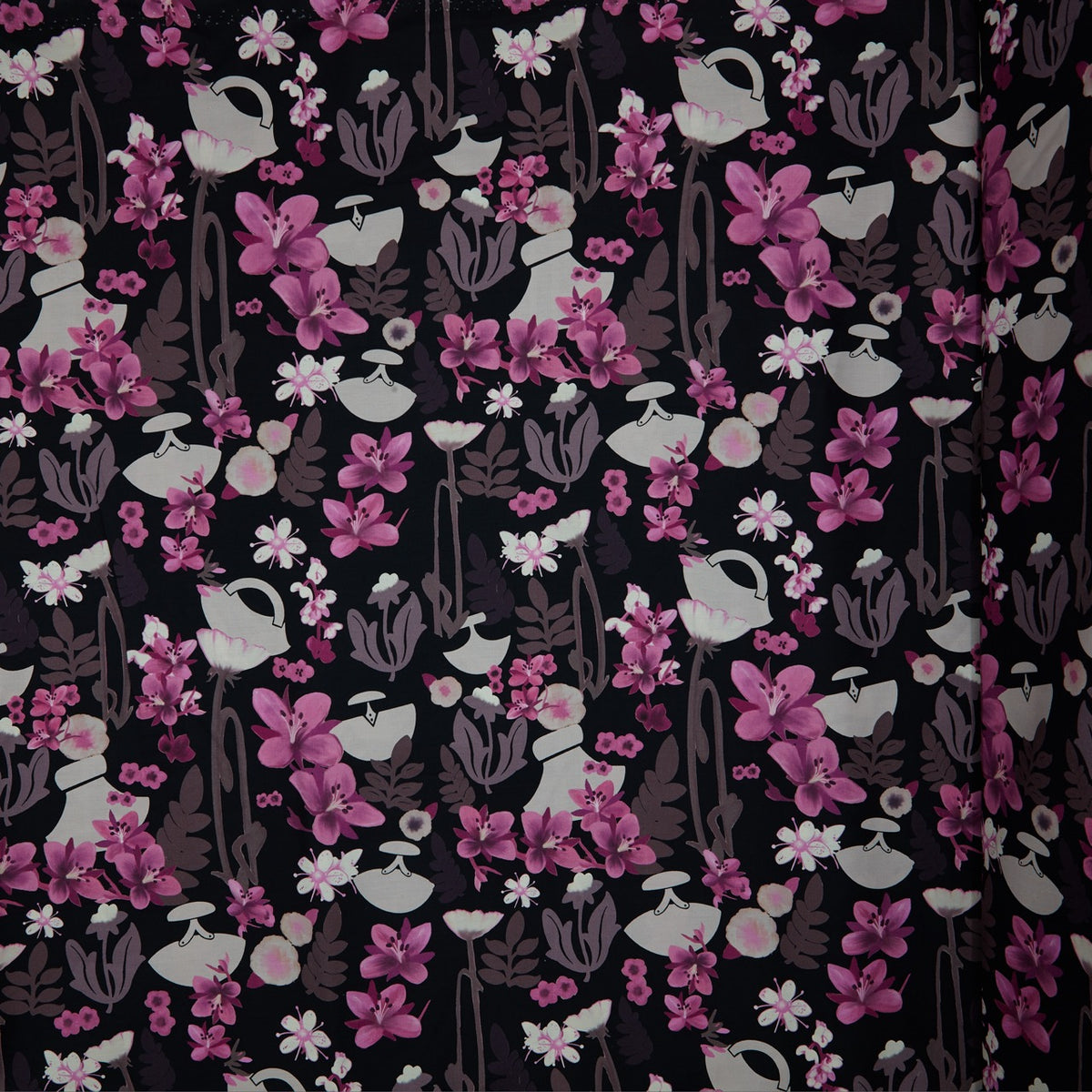 Cotton (EP) - Ulu Floral by Martha Kyak (InukChic®) - Black (v2) - roll