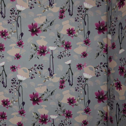 Cotton (EP) - Ulu Floral by Martha Kyak (InukChic®) - Grey
