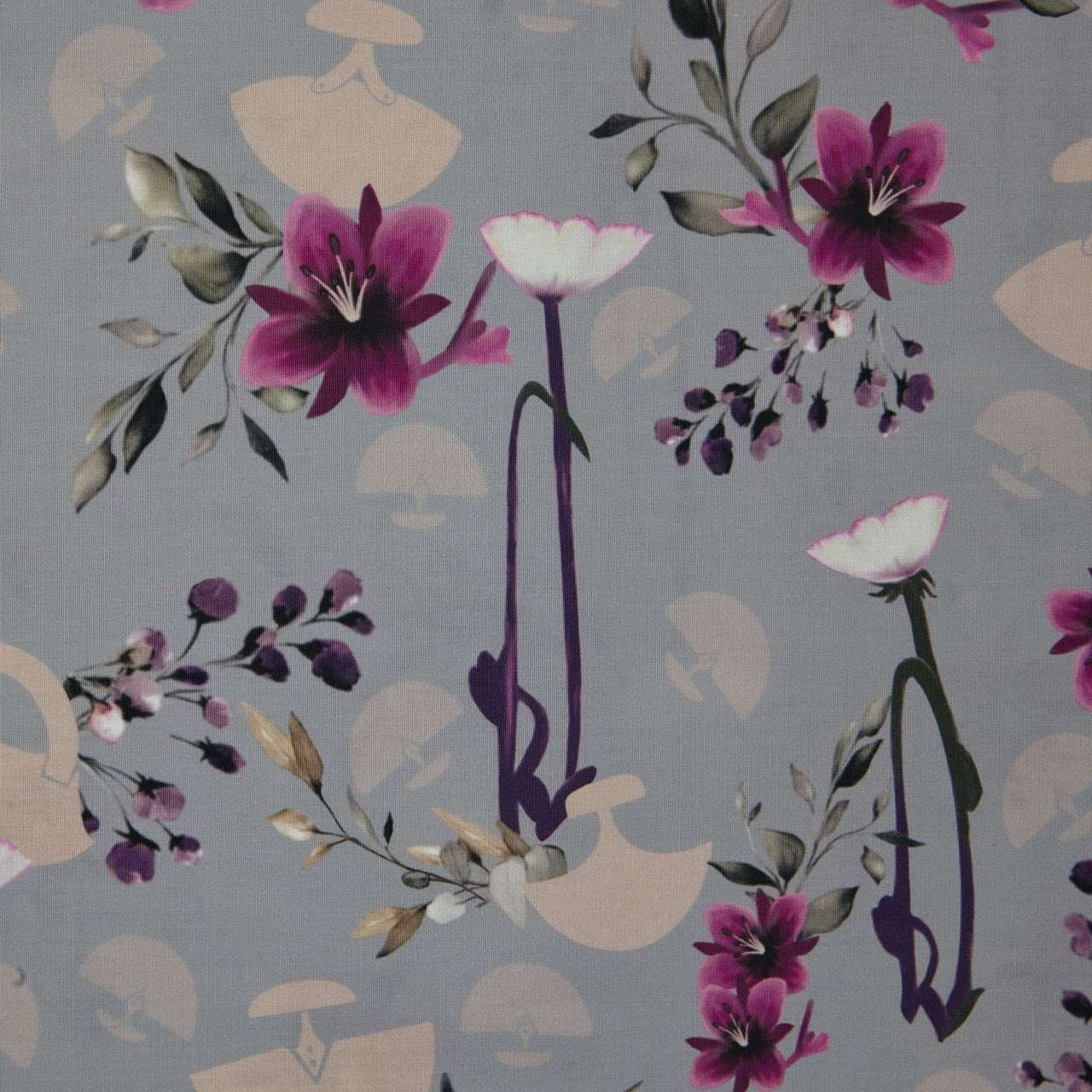 Cotton (EP) - Ulu Floral by Martha Kyak (InukChic®) - Grey (detail)