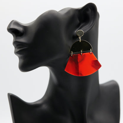 InukChic® Earring - Ulu Blade - Red (worn)
