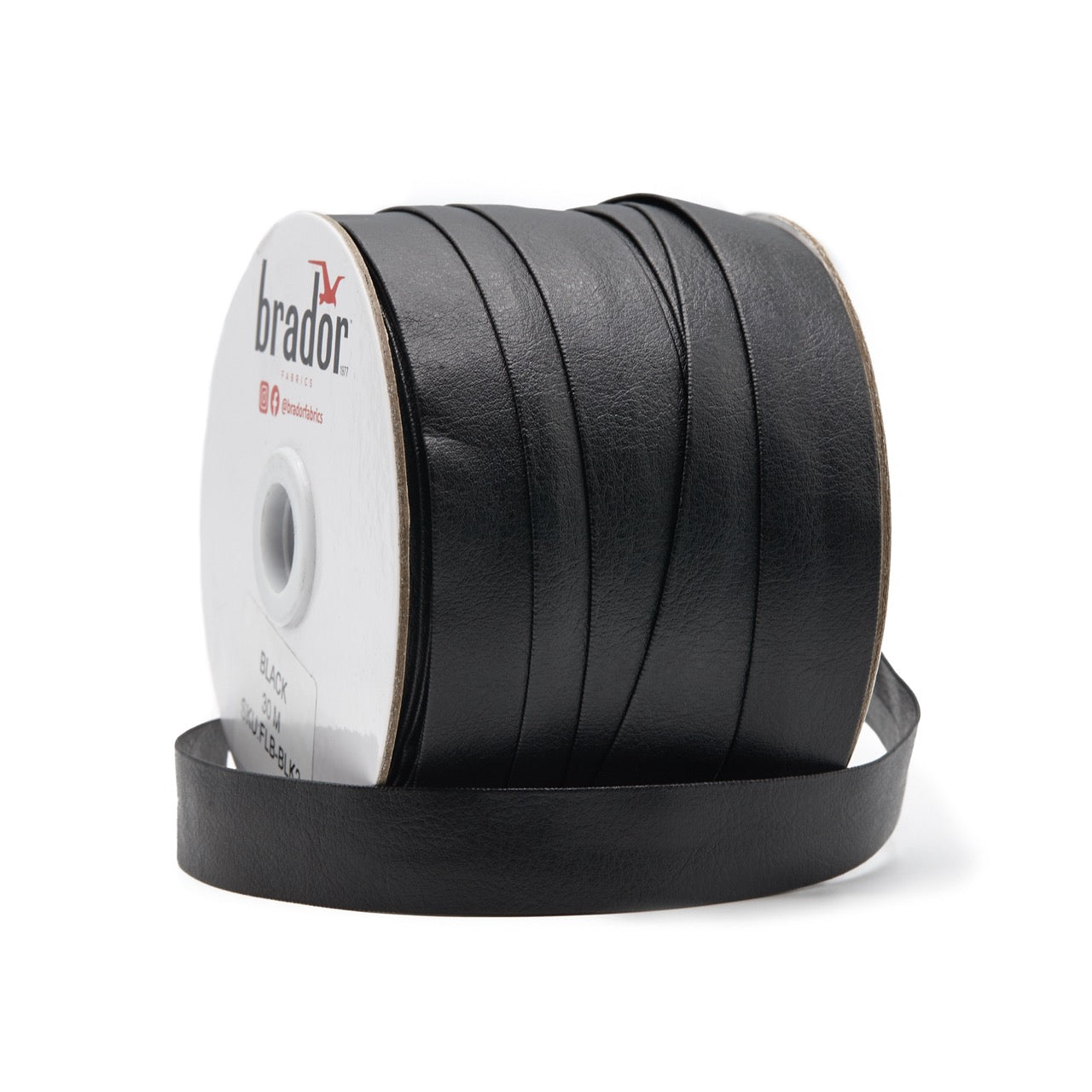 Faux Leather (PU) Bias - Black (roll)