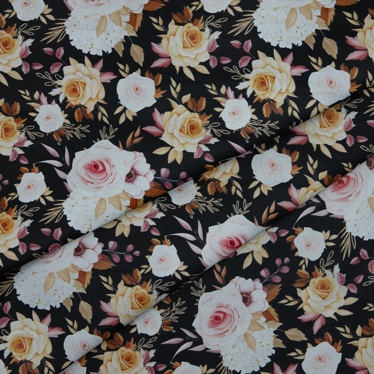Floral Print Lambskin Leather - Creamy Rose (fold)