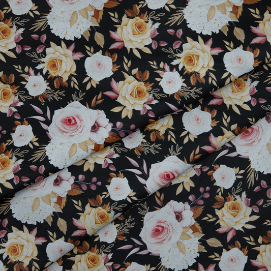 Floral Print Lambskin Leather - Creamy Rose (fold)