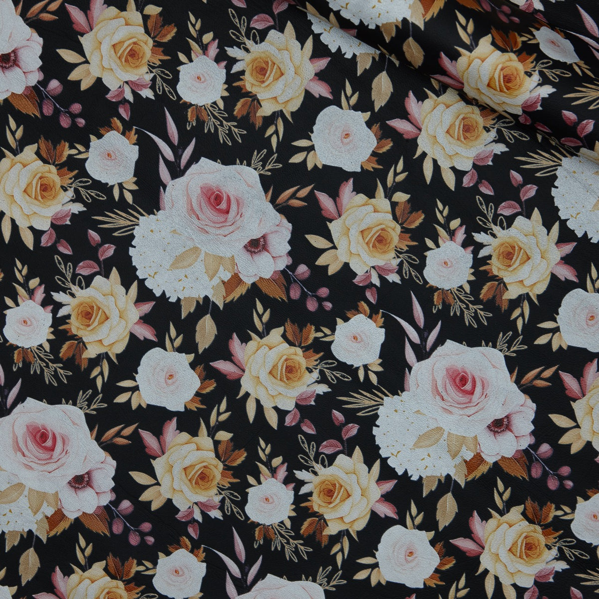 Floral Print Lambskin Leather - Creamy Rose