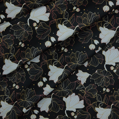 Floral Print Lambskin Leather - White Gold (fold)