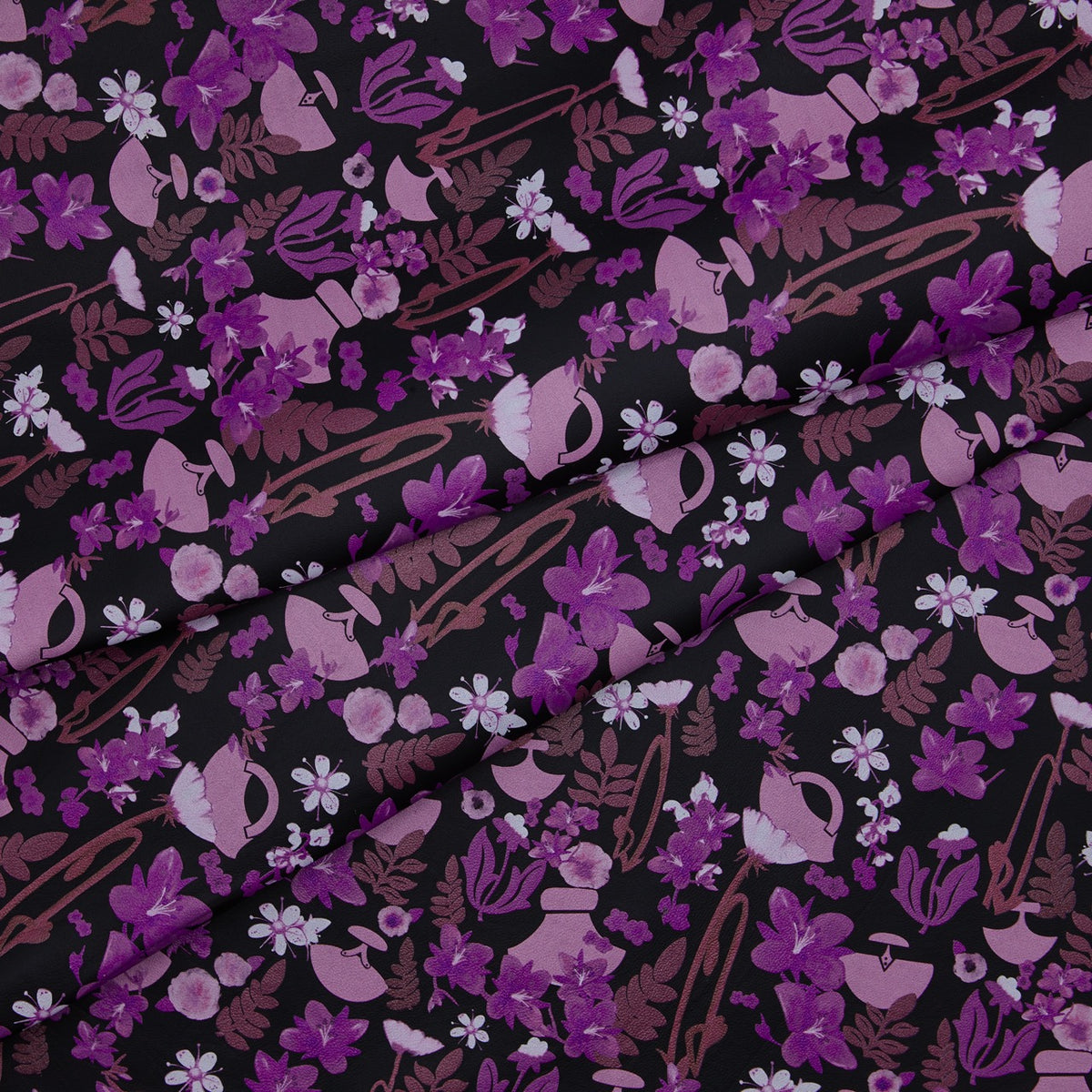 Floral Print Lambskin Leather - InukChic® Ulu Floral Purple (fold)