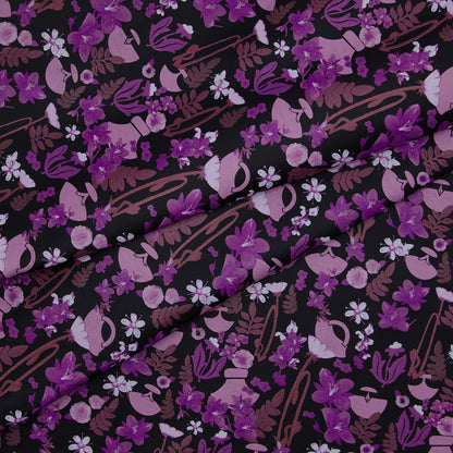 Floral Print Lambskin Leather - InukChic® Ulu Floral Purple (fold)