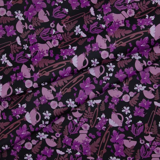Floral Print Lambskin Leather - InukChic® Ulu Floral Purple (fold)
