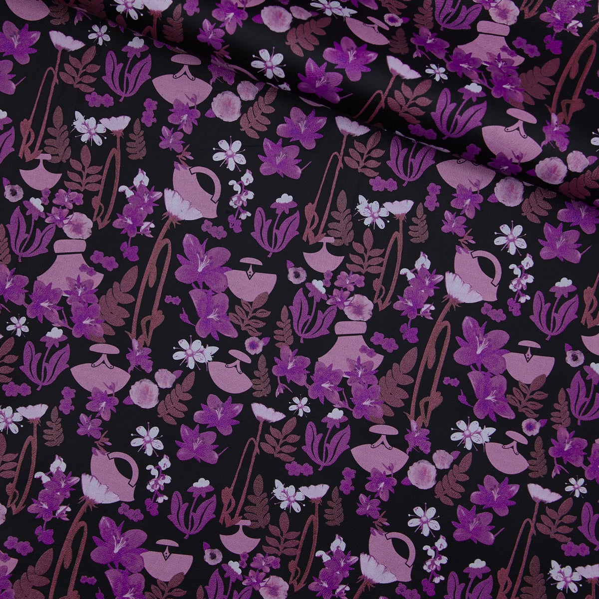 Floral Print Lambskin Leather - InukChic® Ulu Floral Purple