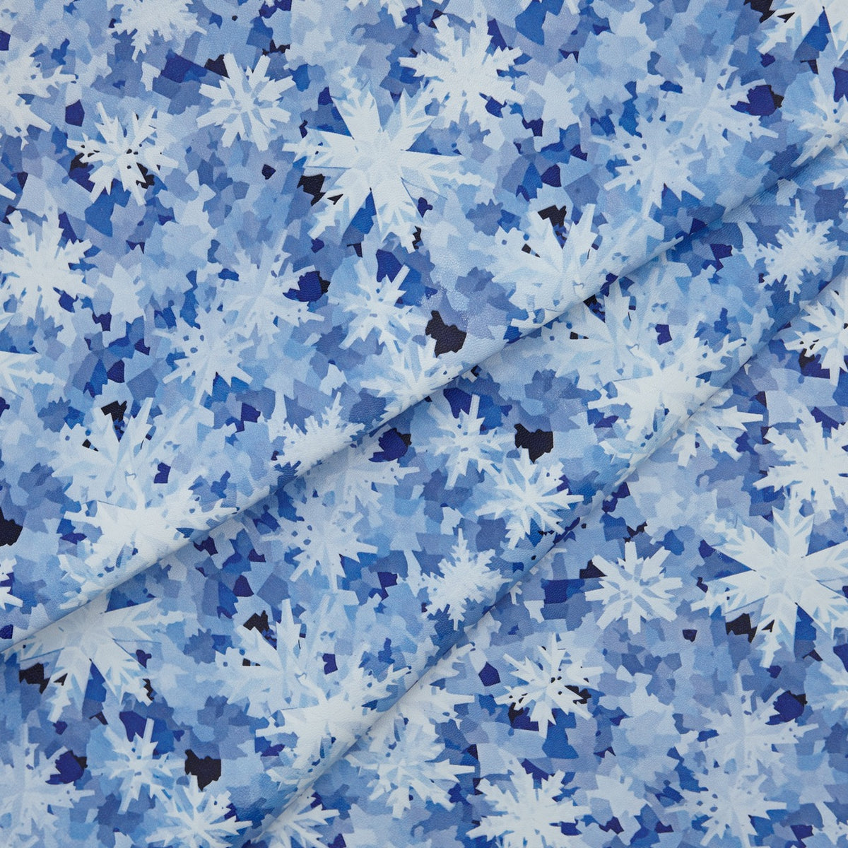 Floral Print Lambskin Leather - Blue Snowflakes (fold)