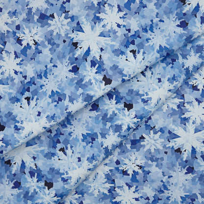 Floral Print Lambskin Leather - Blue Snowflakes (fold)