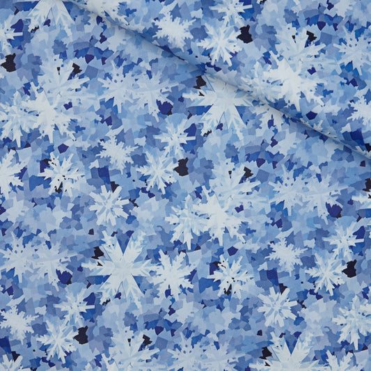 Floral Print Lambskin Leather - Blue Snowflakes