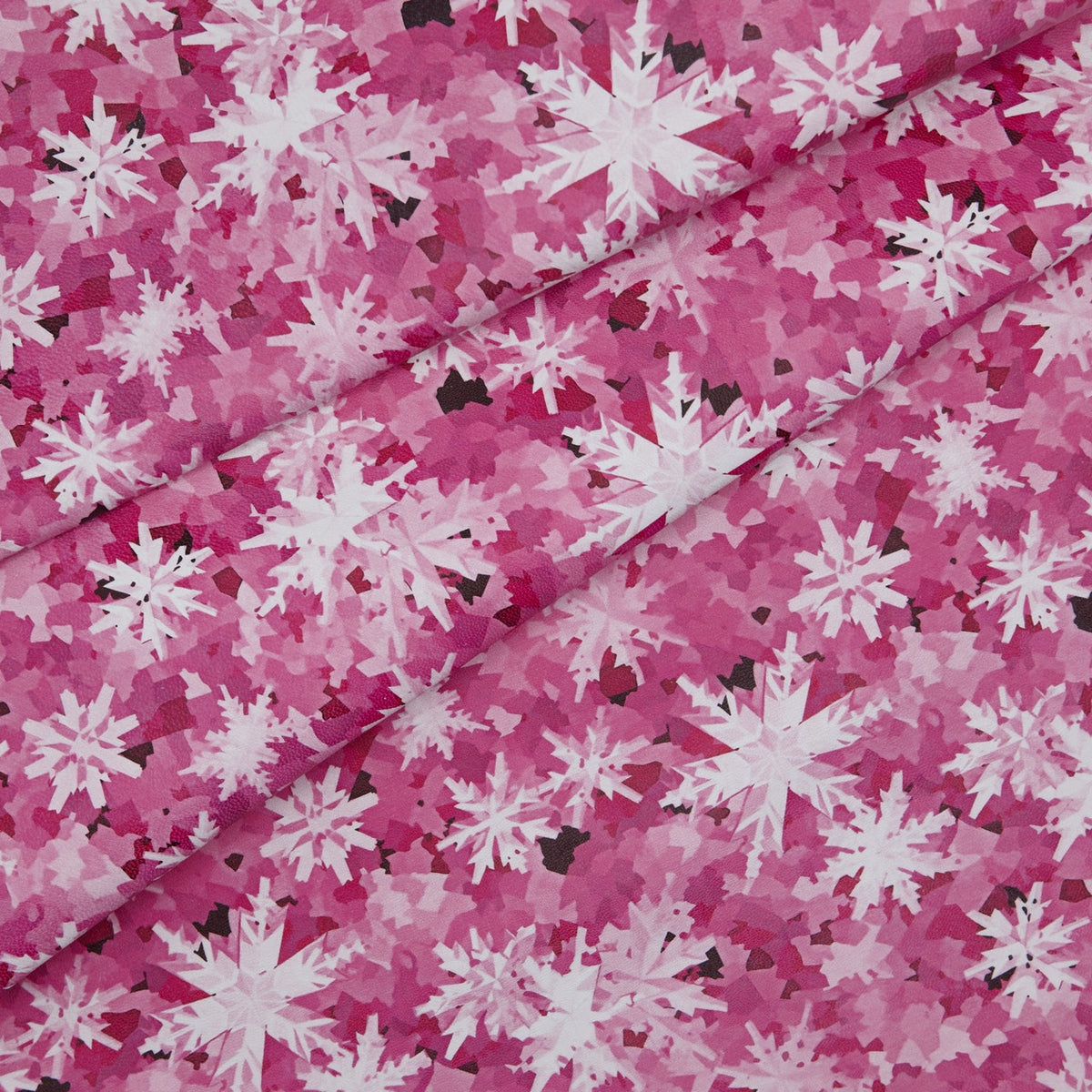Floral Print Lambskin Leather - Pink Snowflakes (fold)