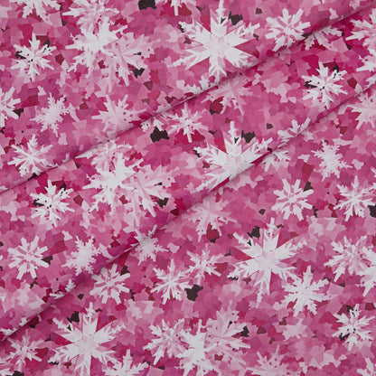 Floral Print Lambskin Leather - Pink Snowflakes (fold)
