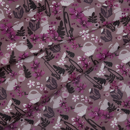 Floral Print Lambskin Leather - InukChic® Ulu Floral Taupe (fold)