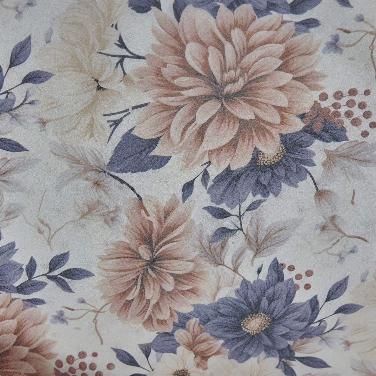 Floral Print Lambskin Leather - Ivory Dahlia (detail)