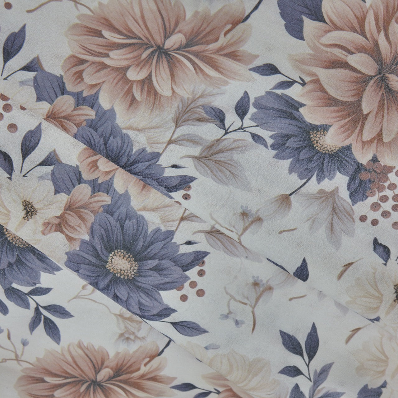 Floral Print Lambskin Leather - Ivory Dahlia (fold)