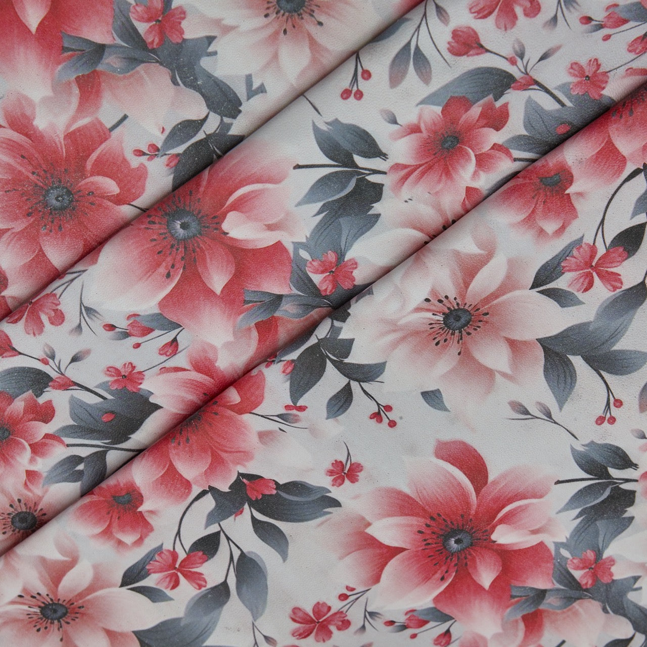 Floral Print Lambskin Leather - Orange Blossom