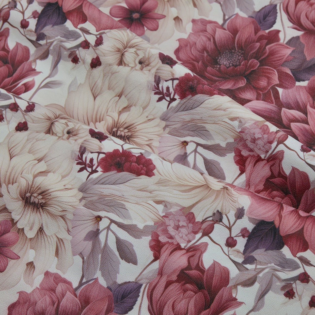 Floral Print Lambskin Leather - Pink Carnation (fold)