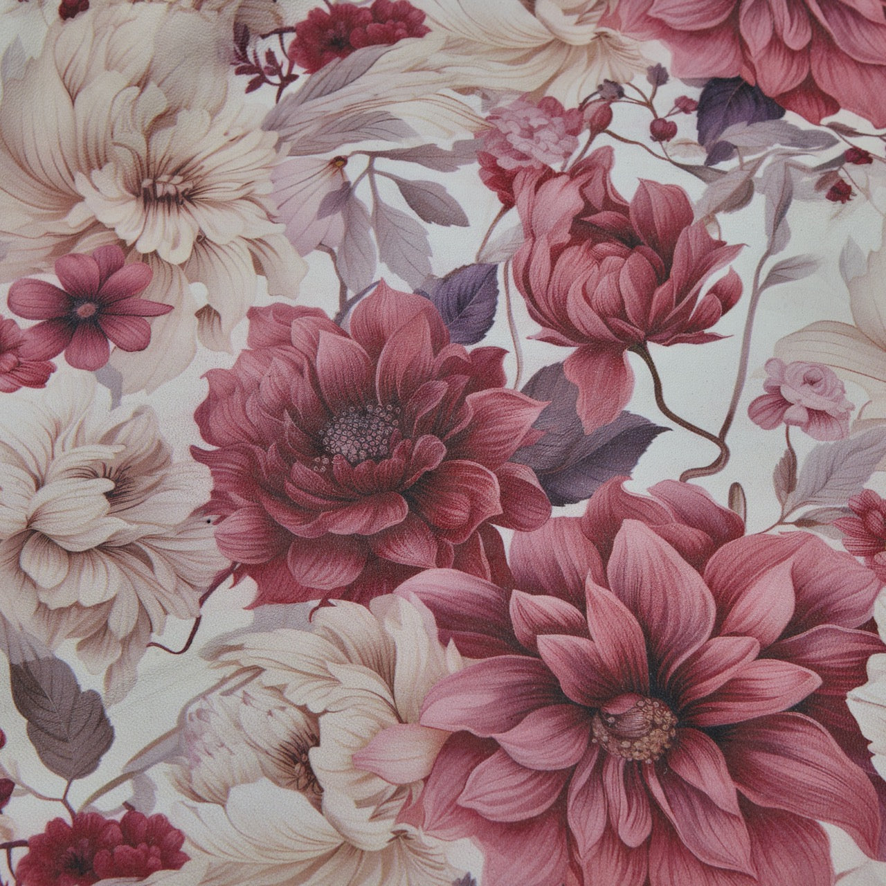 Floral Print Lambskin Leather - Pink Carnation (detail)