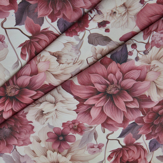 Floral Print Lambskin Leather - Pink Carnation