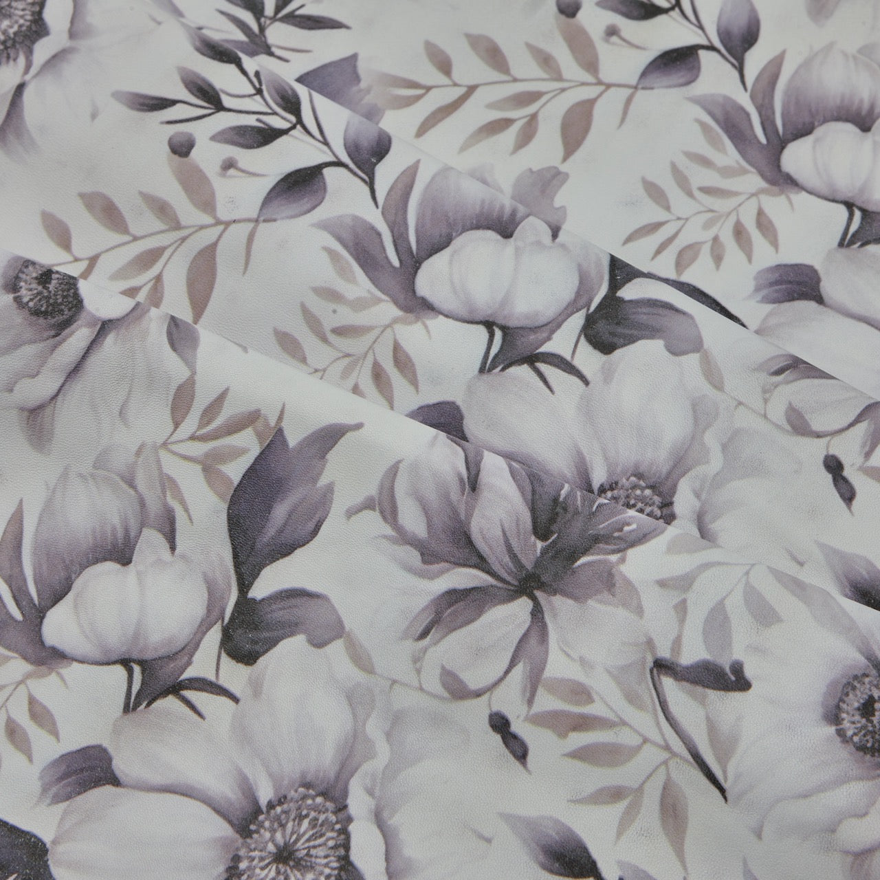 Floral Print Lambskin Leather - White Sand (fold)