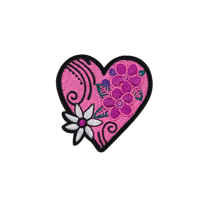 Arctic Collection® Iron-On Patches - Heart Floral - Baby Pink