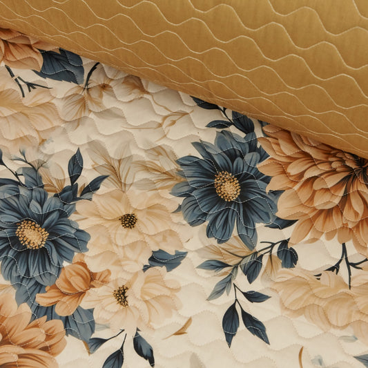 Cotton Quilt - Floral - 6oz - Ivory Dahlia