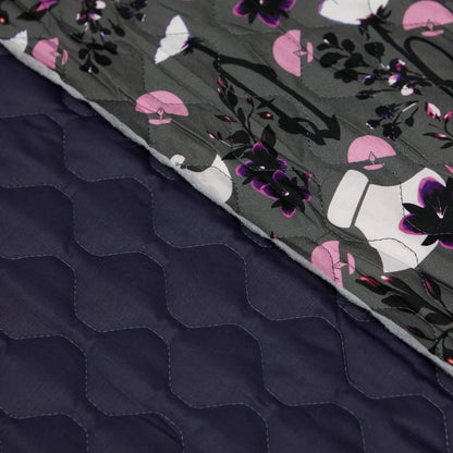 Cotton Quilt - InukChic® Ulu Floral - 6oz - Carbon (detail)