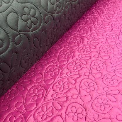 Embroidered Quilt 2-Sided - Flowers - Raspberry