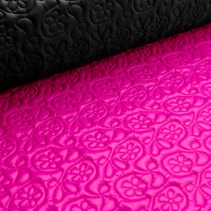 Embroidered Quilt 2-Sided - Flowers - Hot Pink