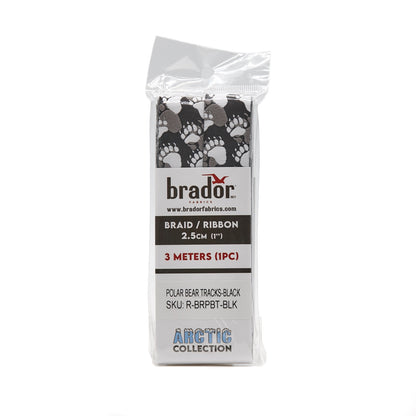 Arctic Collection® Braid / Ribbon - Polar Bear Tracks - BLACK