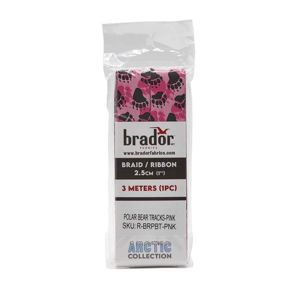 Arctic Collection® Braid / Ribbon - Polar Bear Tracks - PINK