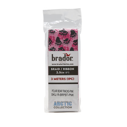 Arctic Collection® Braid / Ribbon - Polar Bear Tracks - PINK