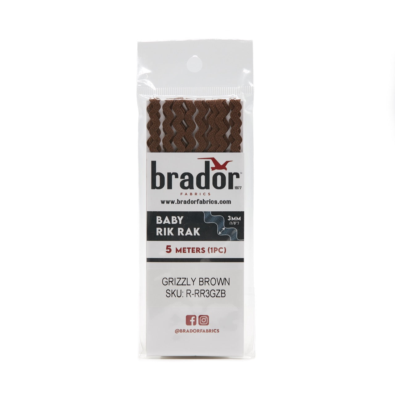 Rik Rak - Grizzly Brown 3mm (pack)