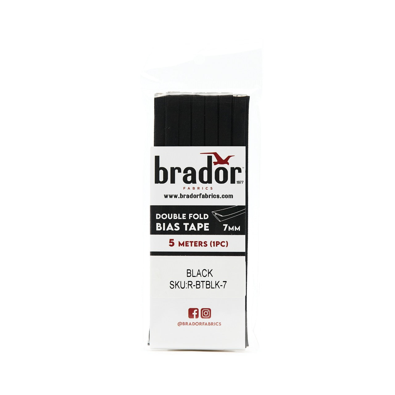 Bias Tape - Black 7mm (pack)