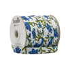 Biais Floral - Blanc/Bleu