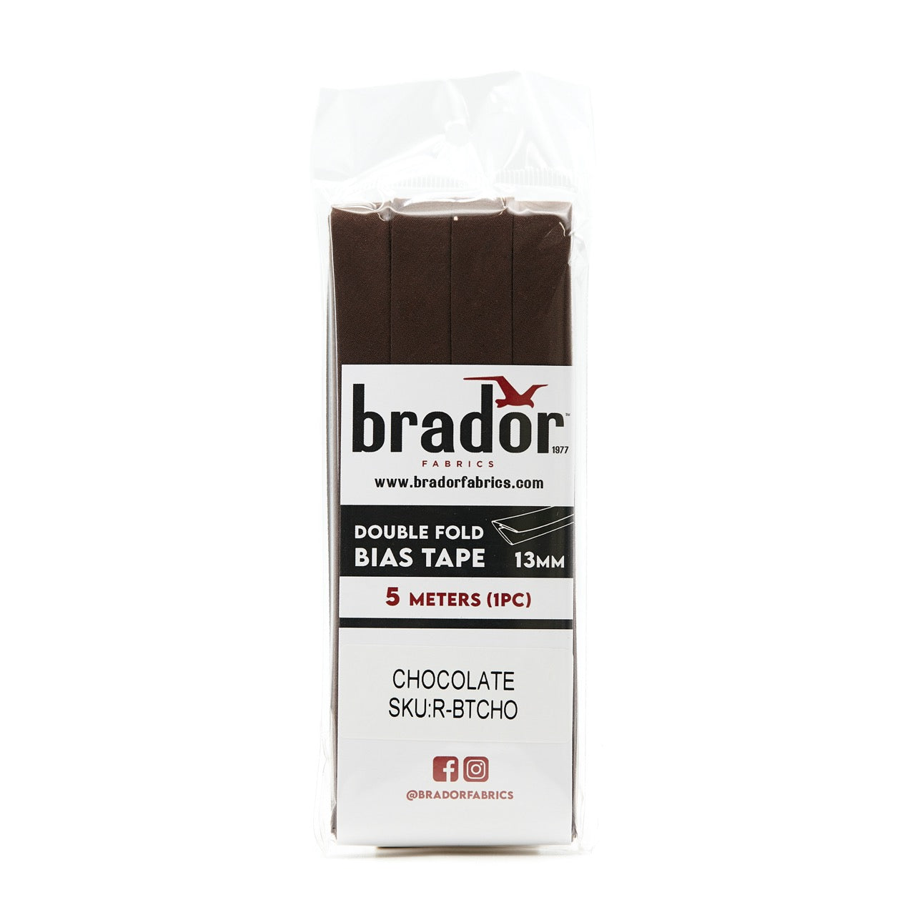Bias Tape - Chocolate 13mm (pack)