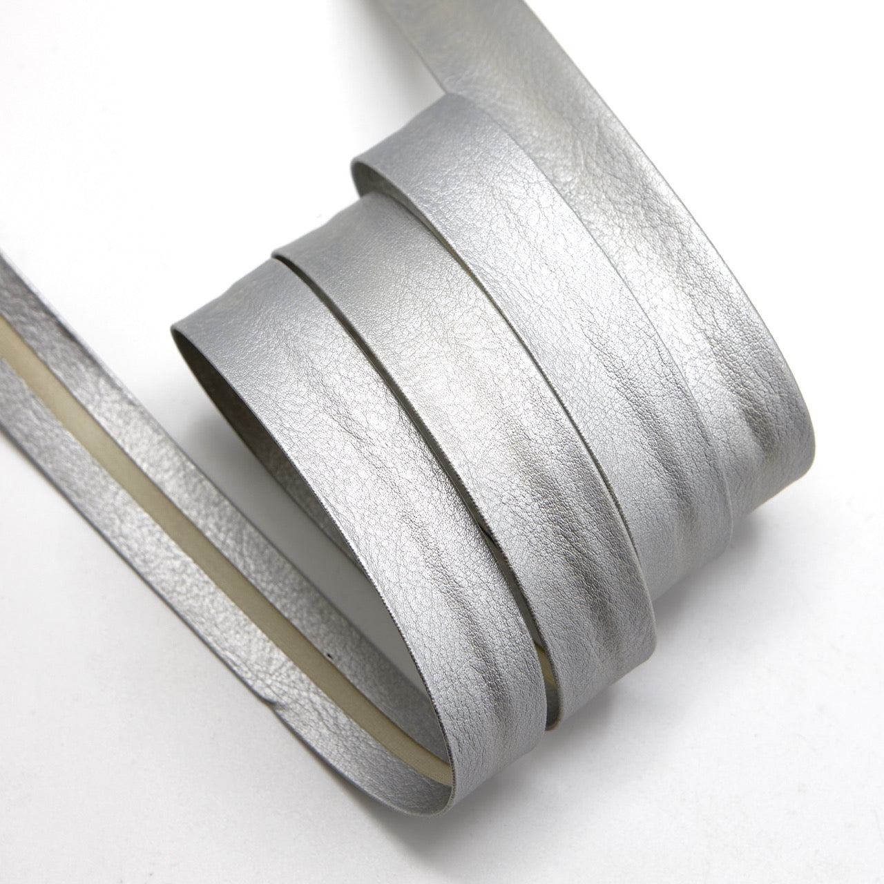 Faux Leather (PU) Bias - Grey (Silver)