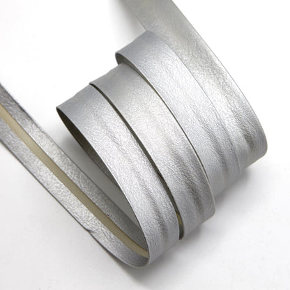 Faux Leather (PU) Bias - Grey (Silver)