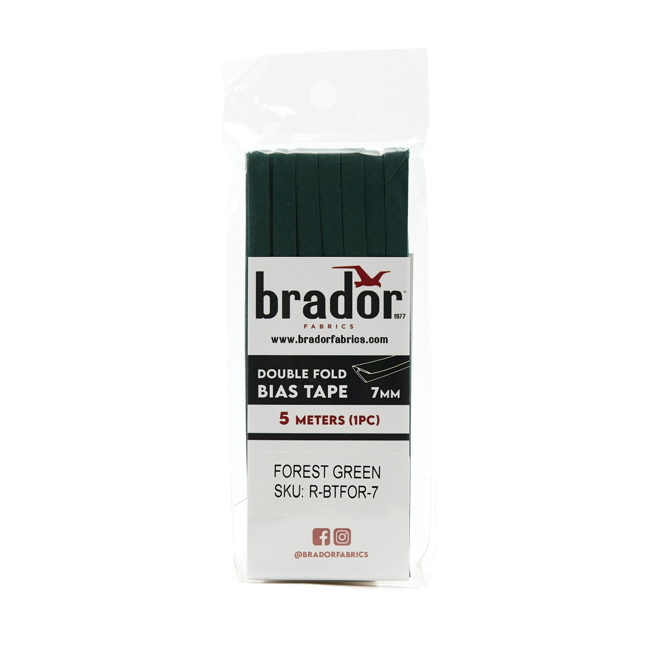 Bias Tape - Forest Green 7mm (pack)