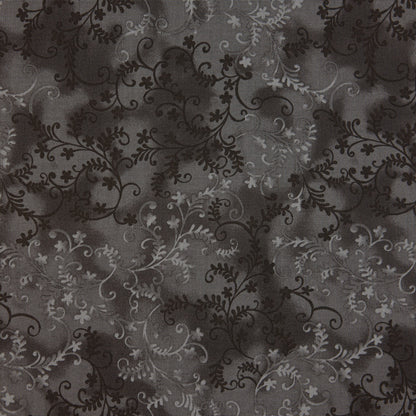 Quilting Cotton - Floral - Charcoal Flourish (detail)