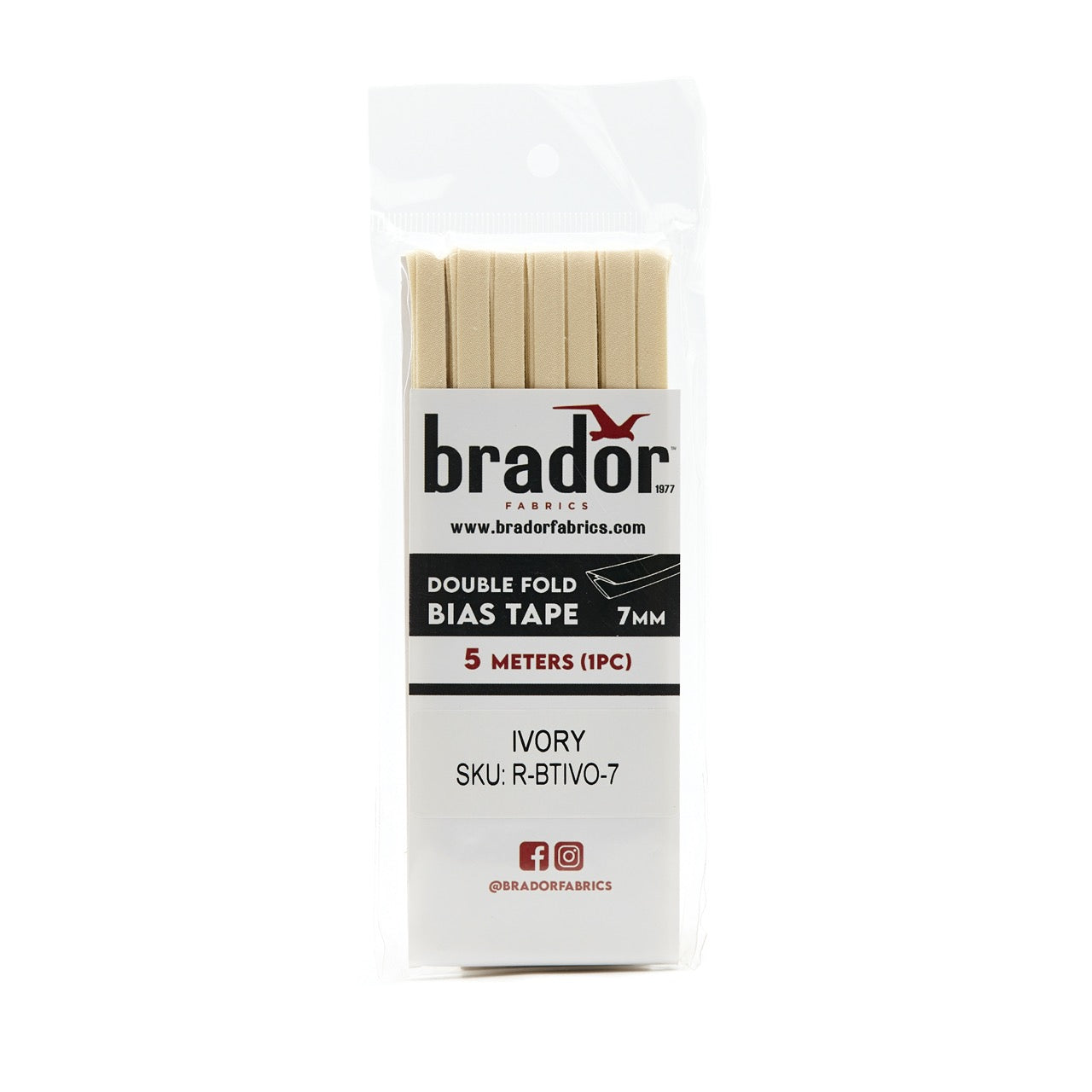 Bias Tape - Ivory 7mm (pack)