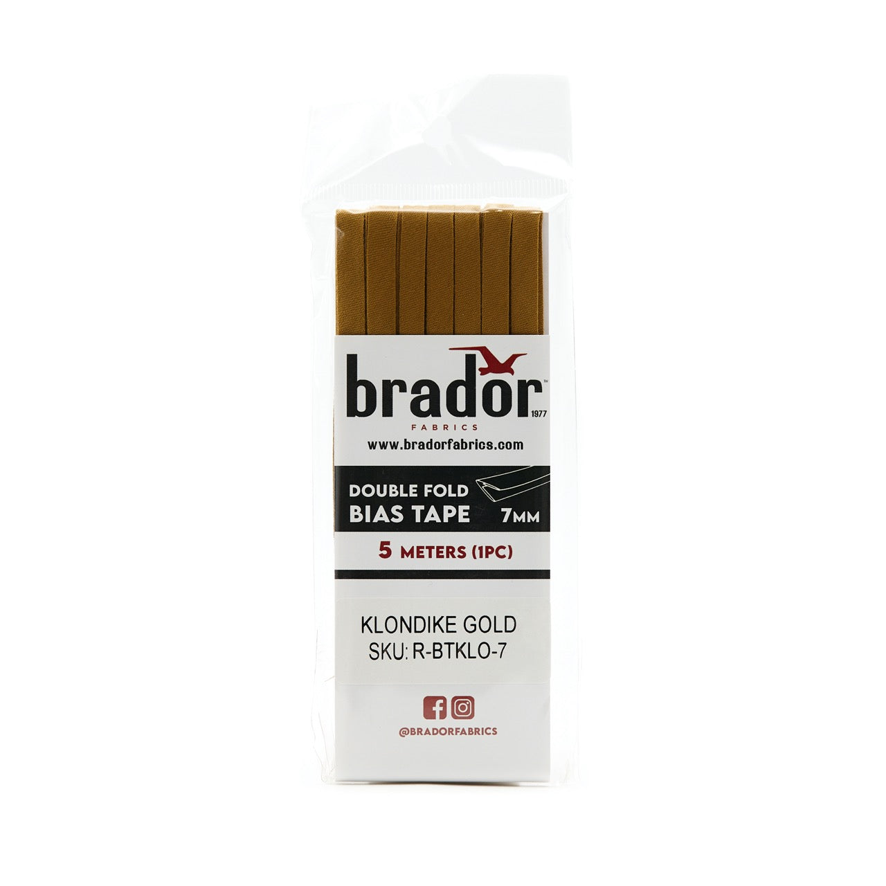 Bias Tape - Klondike Gold 7mm (pack)