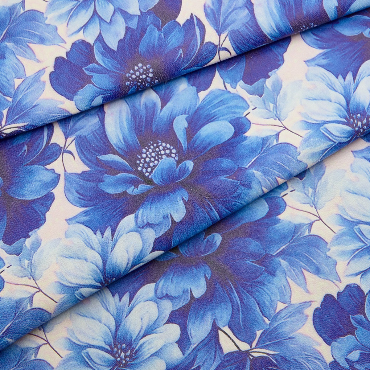 Floral Print Lambskin Leather - Blue Field