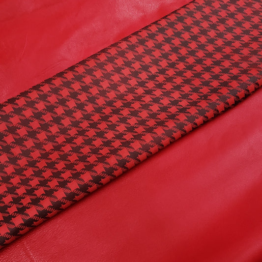 Italian Lamb Leather - Red (Houndstooth Suede)