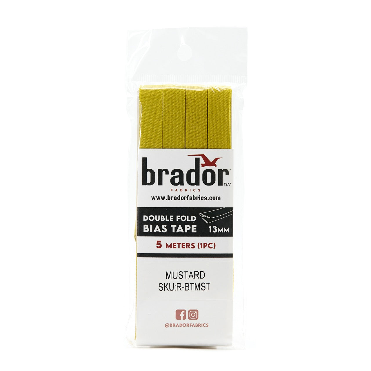 Bias Tape - Mustard (Dijon) 13mm (pack)